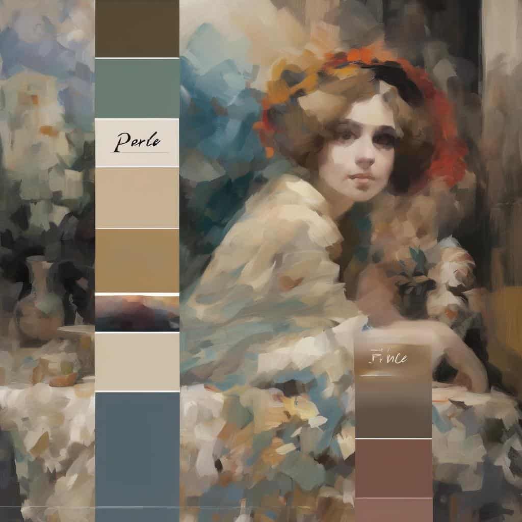 Ολική εικόνα της εσωτερικής γεωγραφίας της τέχνης με έμφαση στη προσωπογραφία και τα χρώματα του πίνακα.